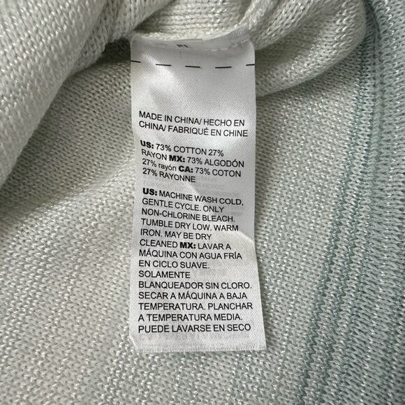 CHICOS Teal Ombre Stripe Cotton Rayon Knit Pullover Sweater Size Small (0) Light - Picture 7 of 10